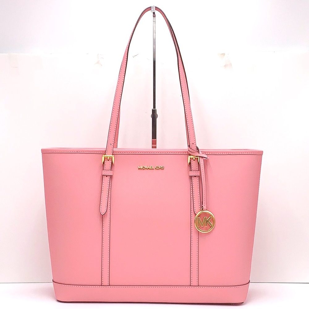MICHAEL KORS Jet Set Travel Large Saffiano Leather Top Zip Shoulder Tote Bag - Picture 1 of 15